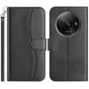 Per Redmi A3 / Poco C61 Custodia per telefono in pelle a forma di S a doppia piega (nero)