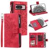 Per Google Pixel 10 Custodia per telefono in pelle con cerniera Totem multi-card (rosso)