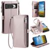 Per Google Pixel 10 Pro XL Custodia per telefono con cerniera con slot multi-scheda e cuciture in pelle (oro rosa)