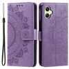 Per Samsung Galaxy A06 5G / 4G Custodia per telefono in pelle goffrata con fiore Totem con cordino (viola)