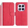 Per Redmi Note 14 Pro 5G Custodia in pelle a forma di S a doppia piega (rosso rosa)