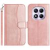 Per Redmi Note 14 Pro 5G Custodia in pelle a forma di S a doppia piega (oro rosa)