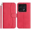 Per Xiaomi 14T Pro Custodia per telefono in pelle a forma di S a doppia piega (rosso rosa)