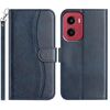 Per Motorola Moto G05 Custodia in pelle a forma di S a doppia piega (blu navy)