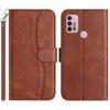 Per Motorola Moto G10 / G20 / G30 Custodia in pelle a forma di S a doppia piega (caffè)