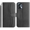 Per Motorola Moto G14 4G Custodia in pelle a forma di S a doppia piega (nera)