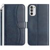 Per Motorola Moto G52 Custodia in pelle a forma di S a doppia piega (blu navy)