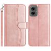 Per Motorola Moto G55 Custodia in pelle a forma di S a doppia piega (oro rosa)
