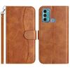 Per Motorola Moto G60 Custodia in pelle a forma di S a doppia piega (marrone)