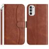 Per Motorola Moto G62 5G Custodia in pelle a forma di S a doppia piega (caffè)