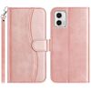 Per Motorola Moto G73 Custodia in pelle a forma di S a doppia piega (oro rosa)