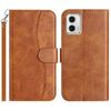 Per Motorola Moto G73 Custodia in pelle a forma di S con doppia piegatura (marrone)