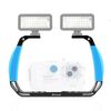 PULUZ Doppi manici in silicone Attrezzatura subacquea per immersione subacquea in lega di alluminio per GoPro, altre action cam e smartphone (blu)
