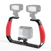 PULUZ Doppi manici in silicone Attrezzatura subacquea per immersione subacquea in lega di alluminio per GoPro, DJI OSMO Action, Insta360 e altre action camera (Rosso)