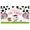 180x90 cm Cartone Animato Mucca Tema Decorazione Festa di Compleanno Sfondo Panno Fotografia Banner (2023SRB132)