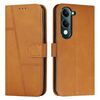 Per vivo Y29s 5G / Y04 4G Custodia per telefono in pelle con fibbia e texture in vitello con cuciture (giallo)
