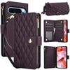 Per Google Pixel 9 Pro XL YM016 Custodia per telefono in pelle con cerniera rombica e cordino (viola scuro)