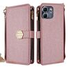 Per Infinix Hot 50i 4G Custodia a tracolla in pelle con texture a croce (oro rosa)