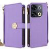 Per itel P65 Custodia a tracolla in pelle con texture a croce (viola)