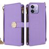 Per OPPO A3x 5G India Custodia a tracolla in pelle con texture a croce (viola)
