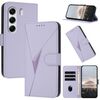 Per Tecno Camon 40 4G Custodia in pelle con fibbia a motivo triangolare (viola chiaro)