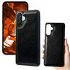 Per Samsung Galaxy A36 5G Custodia per telefono con texture in pelle di mucca e retro (nero)