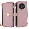 Per Tecno Spark 30C 4G Custodia a tracolla in pelle con texture a croce (oro rosa)