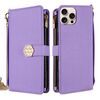 Per iPhone 14 Pro Max Custodia a tracolla in pelle con texture incrociata (viola)