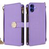 Per iPhone 16 Plus Custodia per telefono in pelle con tracolla e texture incrociata (viola)