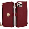 Per iPhone 16 Pro Custodia per telefono in pelle con tracolla e texture incrociata (rosso)