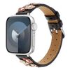 Per Apple Watch 46mm / 49mm / 45mm / 44mm Cinturino in pelle con borchie Kalebol Flower (nero)