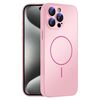 Per iPhone 15 Pro Max Custodia sottile in vetro AG con protezione della pelle e cerchio MagSafe (rosa)