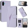 Per Samsung Galaxy F06 5G / M06 5G Custodia in pelle con fibbia a motivo triangolare (viola chiaro)