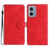 Per Motorola Moto E15 4G Custodia in pelle con motivo a rilievo floreale (rosso)