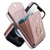 Per iPhone 16e Custodia per telefono con trama rombica e cordino lungo (oro rosa)