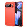 Per Google Pixel 10 Pro XL Custodia per telefono in TPU con texture spazzolata in fibra di carbonio (rosso)
