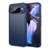Per Google Pixel 10 Pro XL Custodia per telefono in TPU con texture spazzolata in fibra di carbonio (blu)