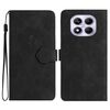 Per Redmi Note 14 Pro 4G Custodia in pelle con motivo a rilievo floreale (nero)