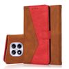 Per Redmi Note 14 Pro 4G Custodia per telefono in pelle con cuciture bicolore (marrone rosso)