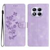Per Redmi Note 14 Pro 4G Custodia in pelle con motivo a farfalla e fiore (viola)