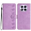 Per Redmi Note 14 Pro 4G Custodia per telefono in pelle goffrata con sette farfalle (viola)
