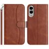 Per Samsung Galaxy S25 Edge 5G Custodia in pelle a forma di S a doppia piega (caffè)