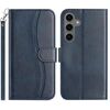 Per Samsung Galaxy S24+ 5G Custodia in pelle a forma di S a doppia piega (blu navy)