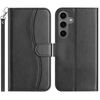 Per Samsung Galaxy S24 FE 5G Custodia in pelle a forma di S con doppia piegatura (nero)
