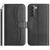 Per Samsung Galaxy S22 5G Custodia in pelle a forma di S a doppia piega (nera)