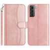 Per Samsung Galaxy S21 5G Custodia in pelle a forma di S con doppia piegatura (oro rosa)