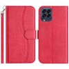 Per Samsung Galaxy M33 Custodia in pelle a forma di S con doppia piegatura (rosso rosa)