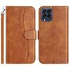 Per Samsung Galaxy M33 Custodia in pelle a forma di S con doppia piegatura (marrone)