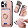 Per iPhone 13 Pro Retro Cross Leather Card Bag MagSafe Custodia per telefono (rosa)