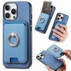 Per iPhone 13 Pro Max Retro Cross Leather Card Bag MagSafe Custodia per telefono (blu)